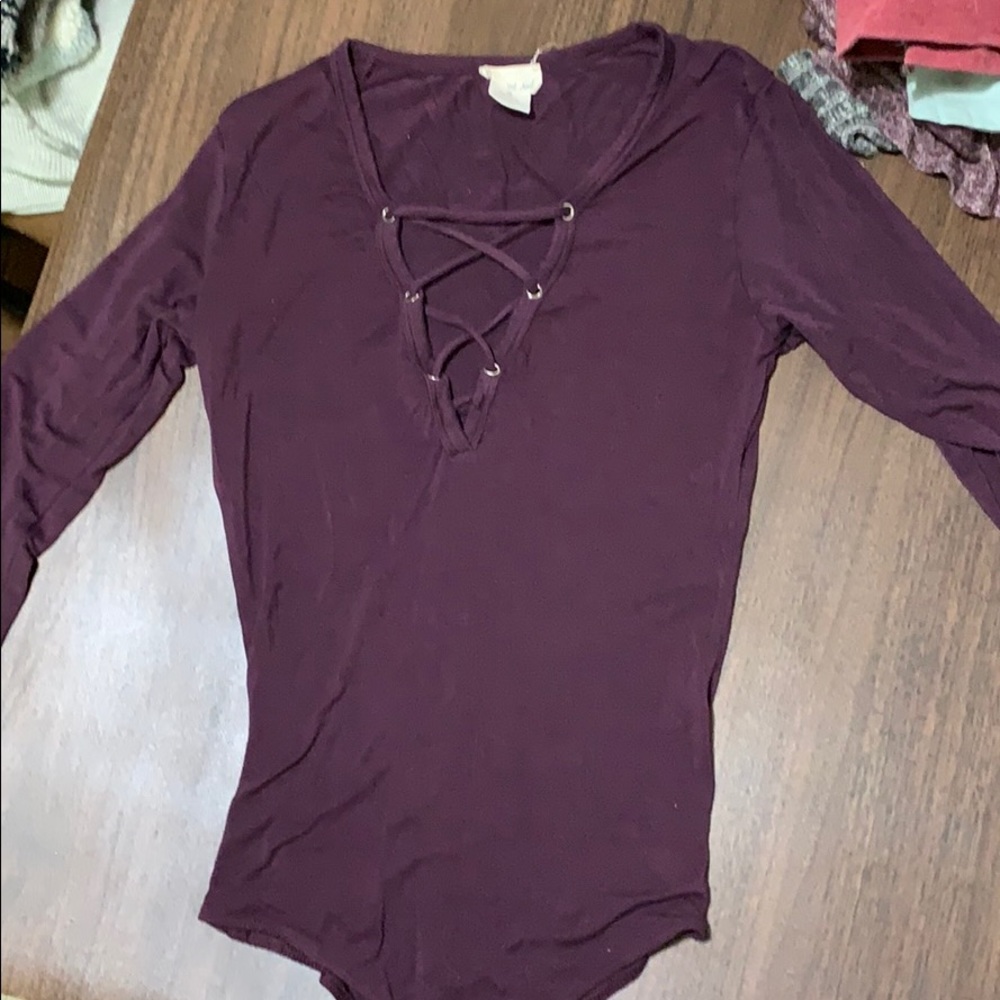 Lace up, deep-v body suit